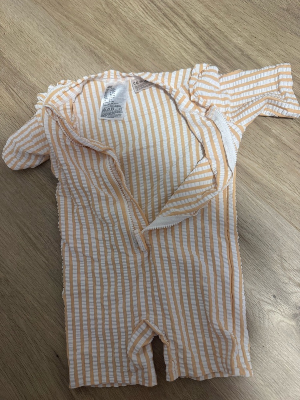 H&M Peach and White Striped Kids One-Piece Swimsuit